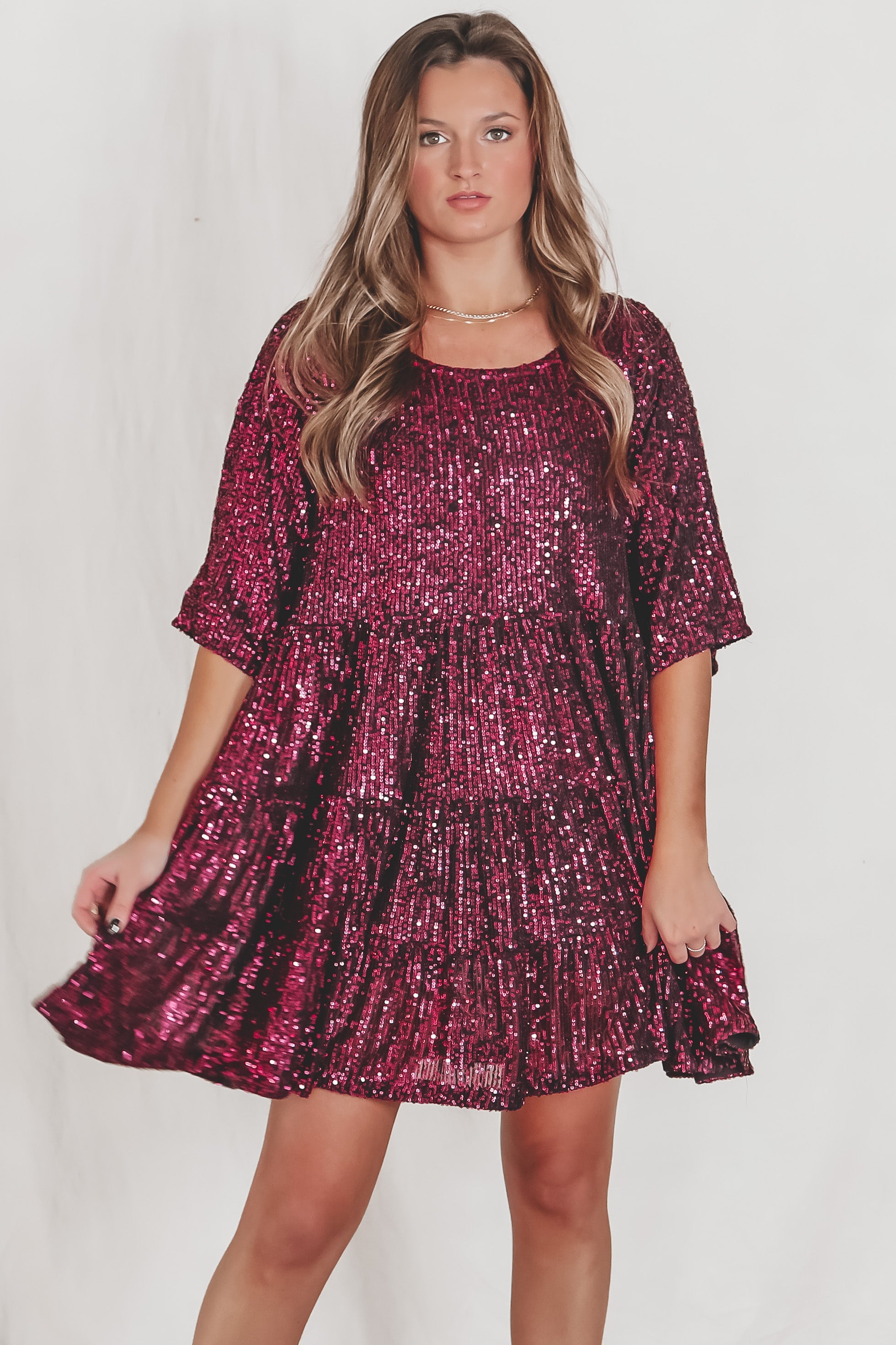 My Queen Sequin Baby Doll Dress