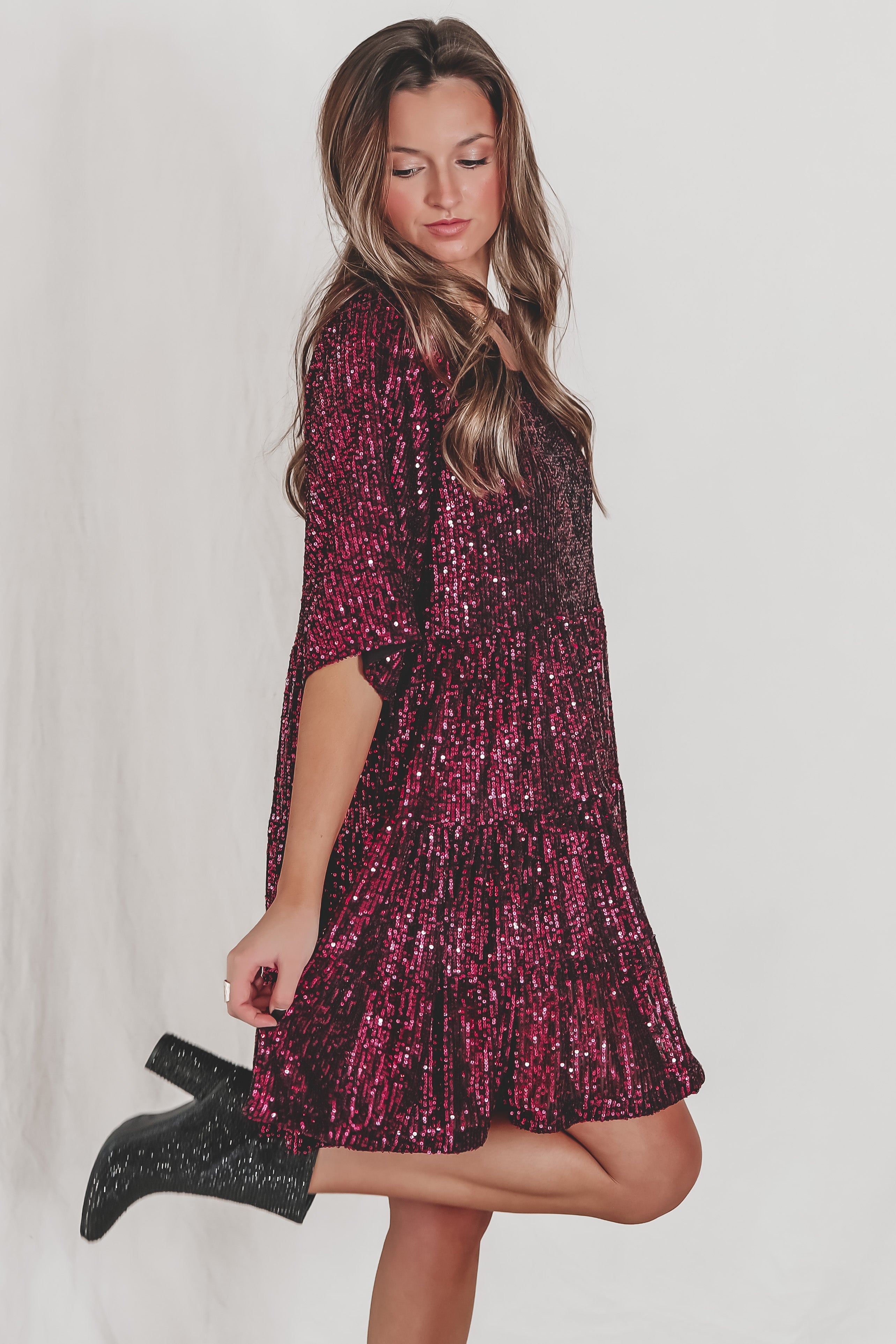My Queen Sequin Baby Doll Dress