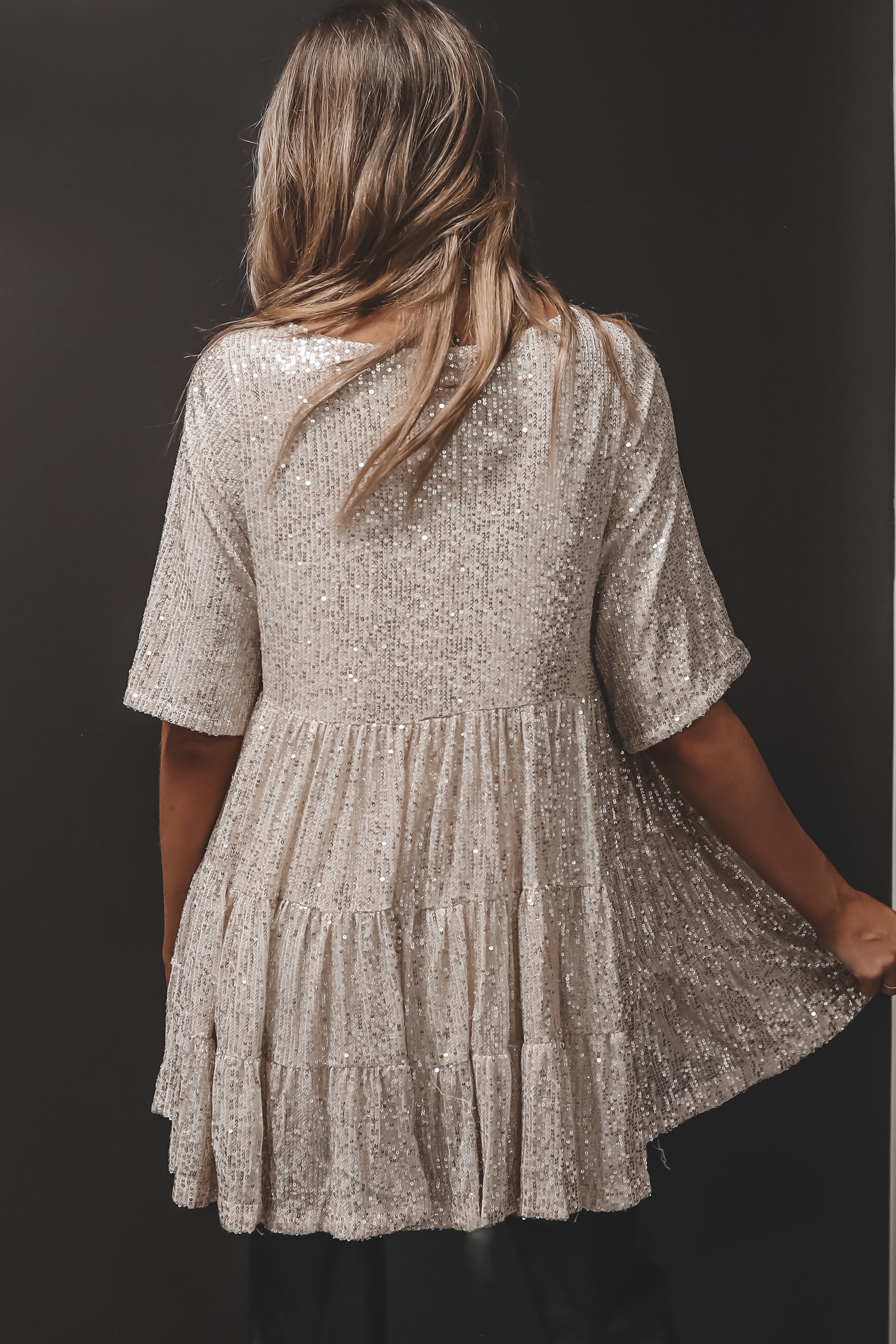My Queen Sequin Baby Doll Dress
