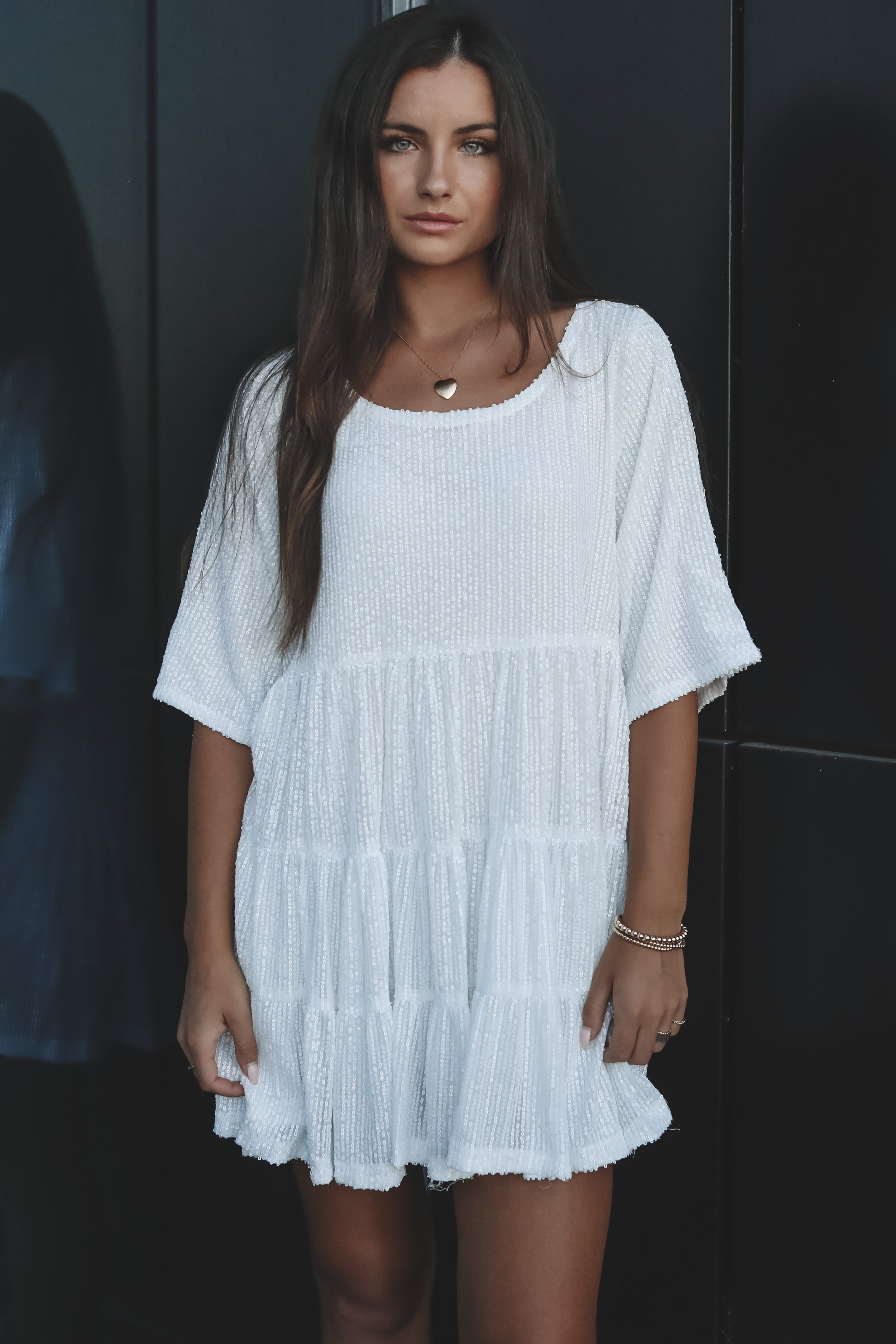 My Queen Sequin Baby Doll Dress