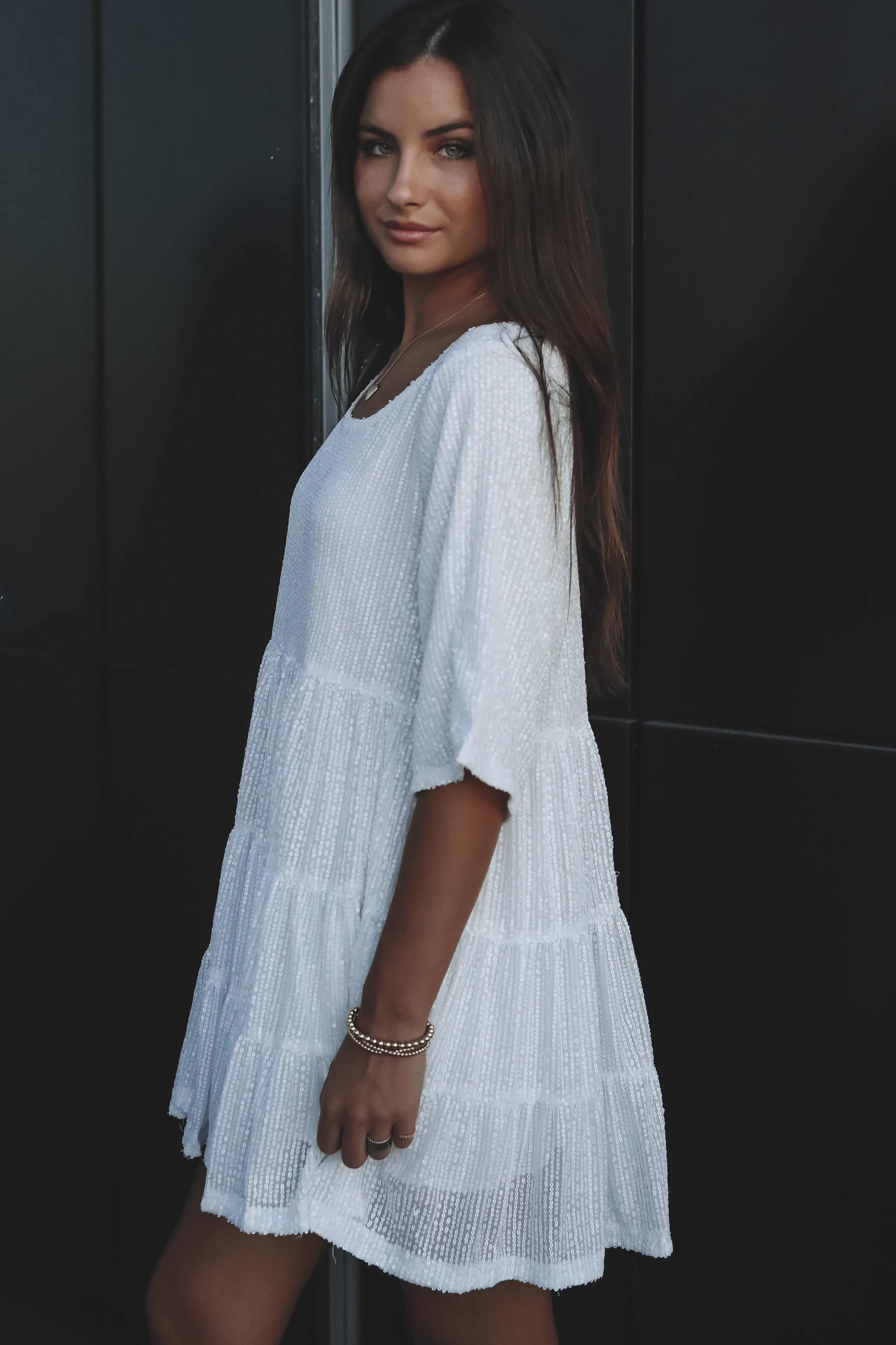 My Queen Sequin Baby Doll Dress