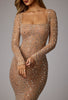 Sheer Long Sleeve Almond Mylk Gown