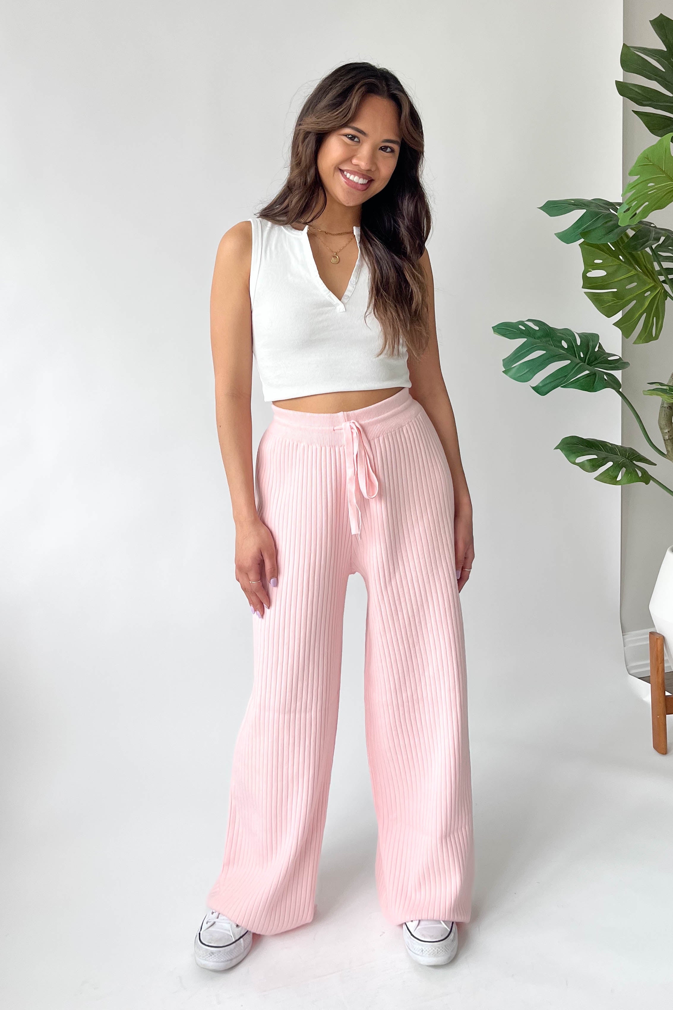 Unwritten Love Knit Pants in Baby Pink