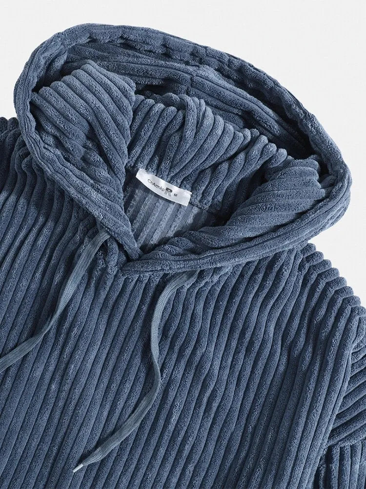 Plush Corduroy Long Sleeve Hoodie