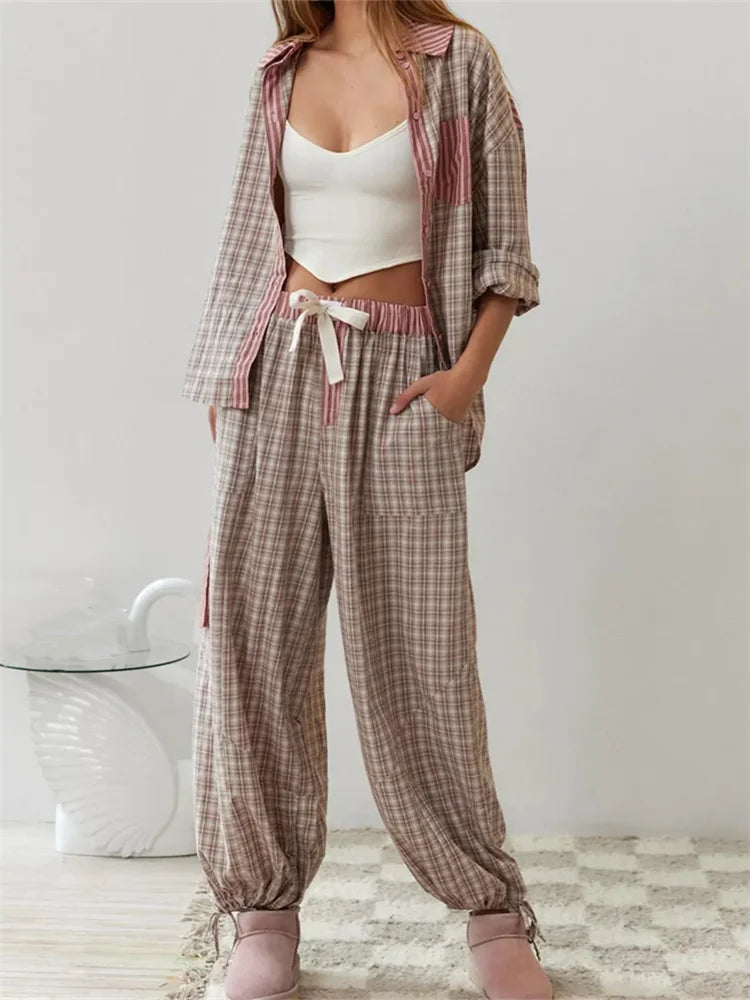 Cozy Plaid Lounge Set - 2 Piece Set