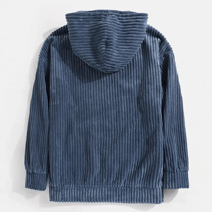 Plush Corduroy Long Sleeve Hoodie