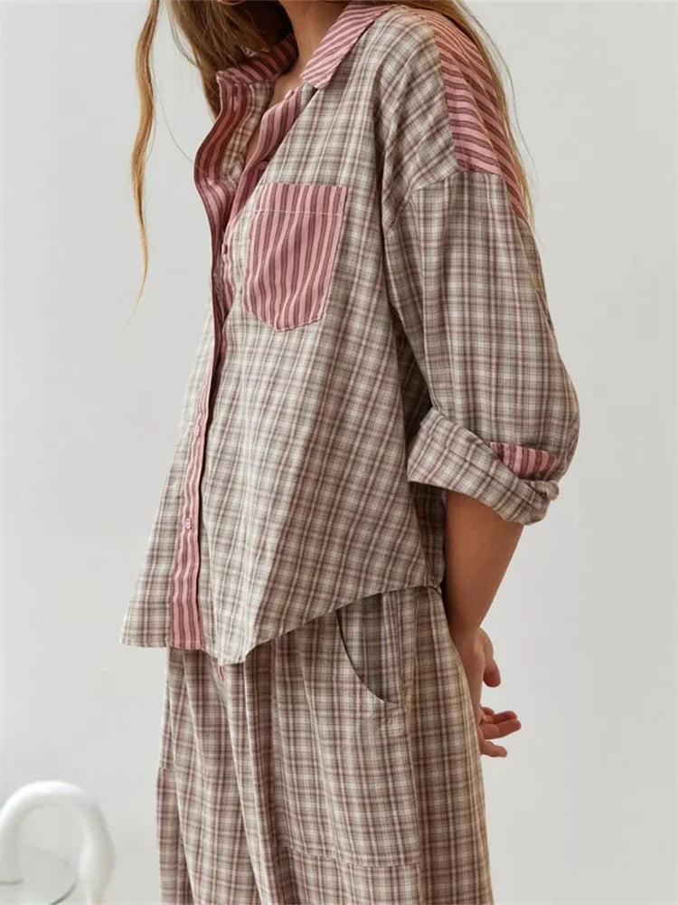 Cozy Plaid Lounge Set - 2 Piece Set