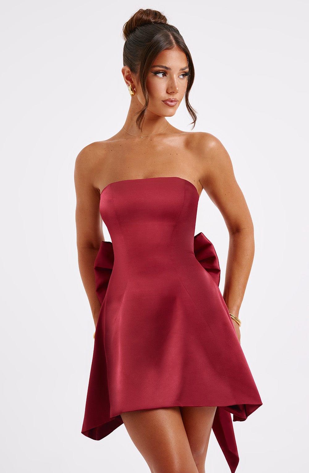 Rosette Mini Dress - Wine