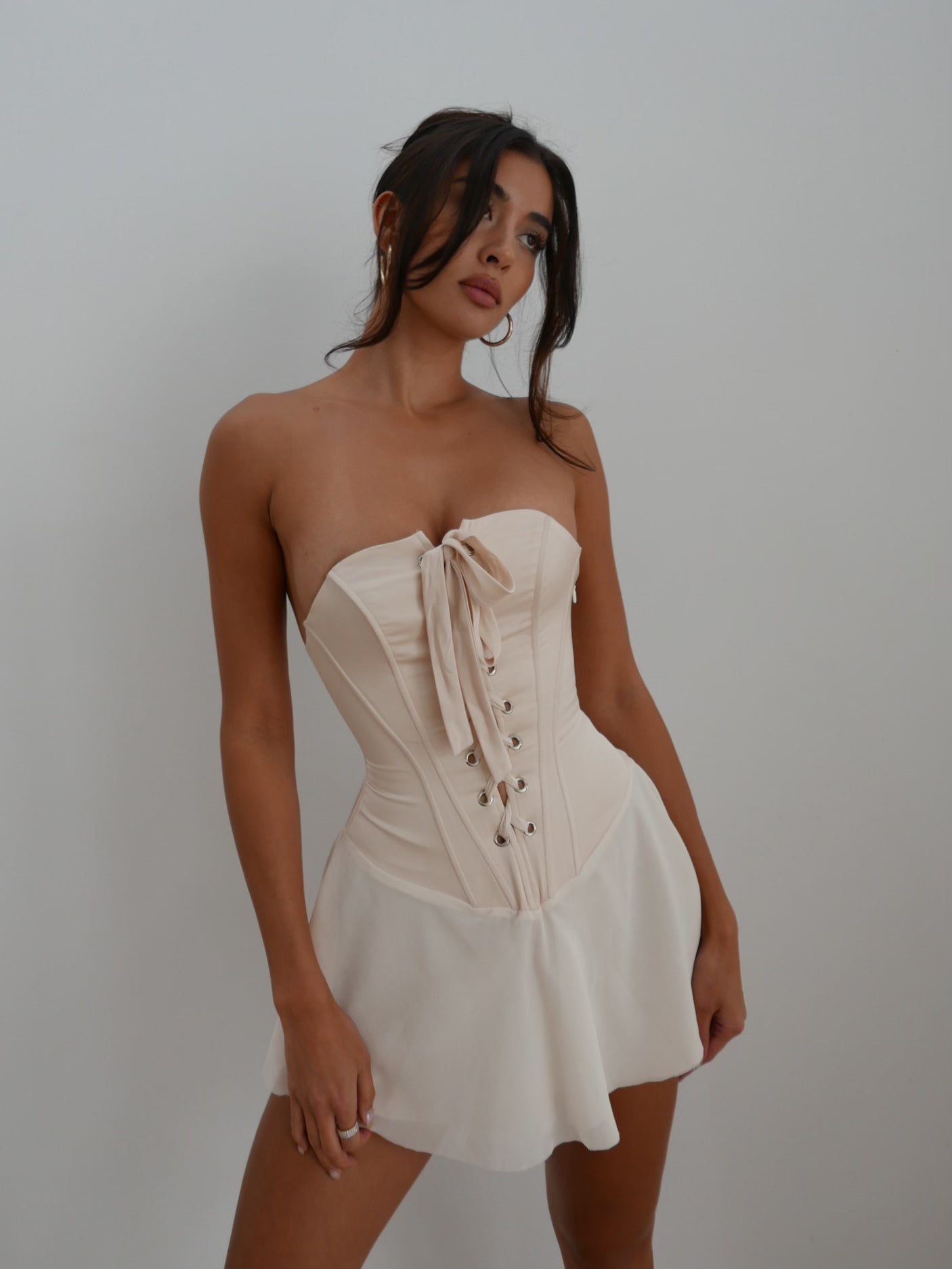 Babeish Corset Mini Dress - Beige