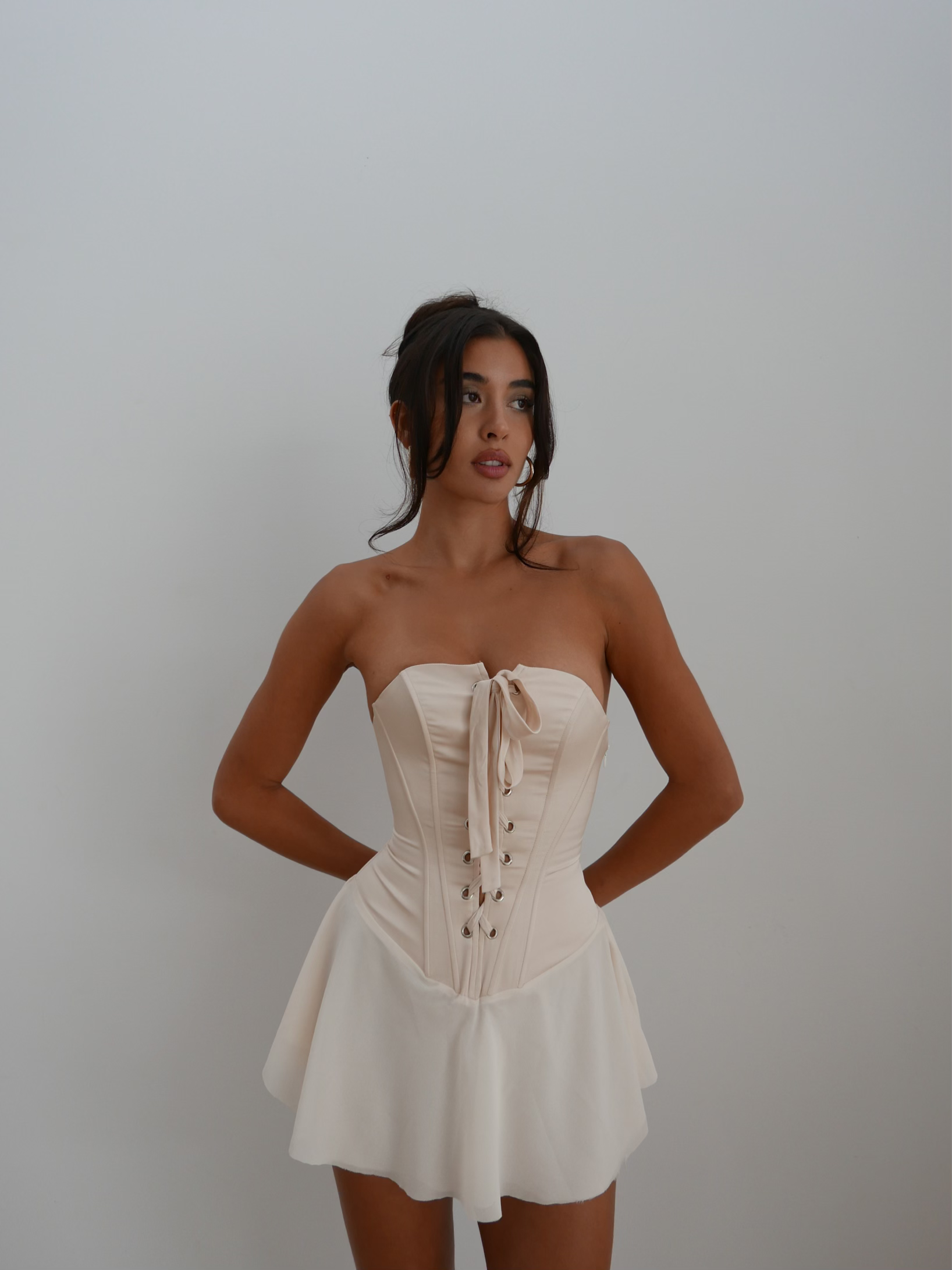 Babeish Corset Mini Dress - Beige